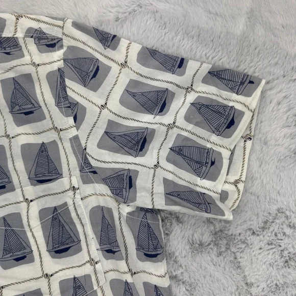 Reyn Spooner Hawaiian Shirt Mens L Sailboat Print Button Down Short Sleeve - Picture 4 of 8